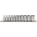 Draper 16488 Imperial Socket Set on a Metal Rail, 1/4" Sq. Dr. (11 Piece)