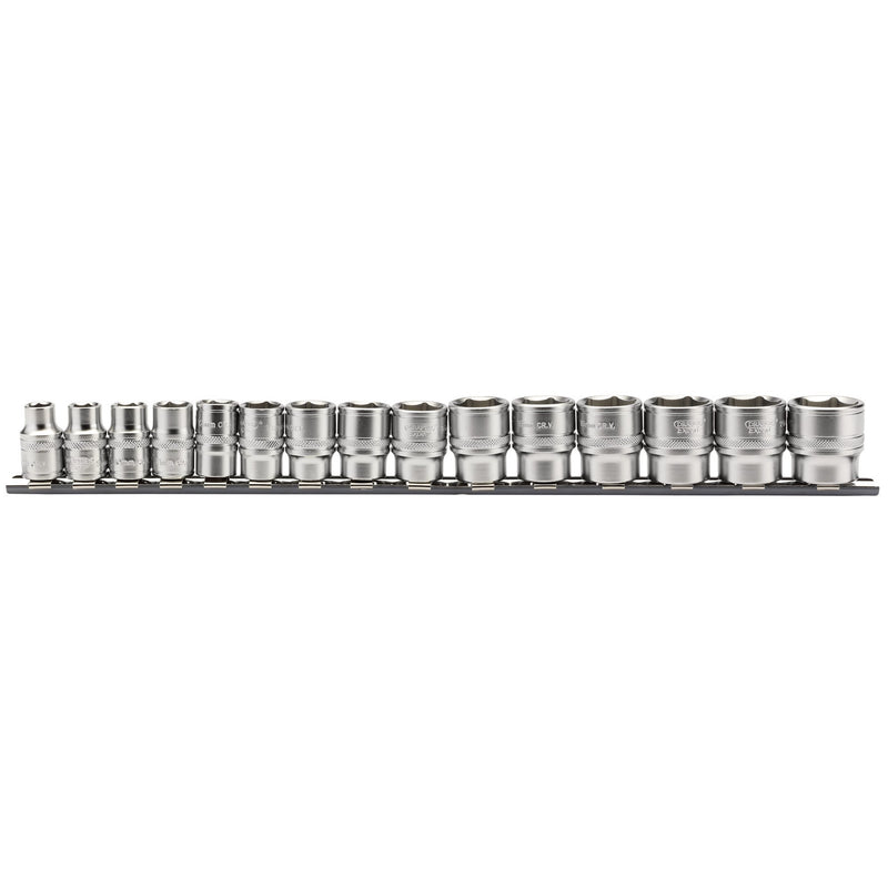 Draper 16492 Metric Socket Set on a Metal Rail, 3/8" Sq. Dr. (15 Piece)