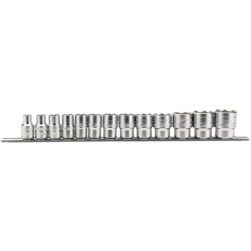 Draper 16498 Imperial Socket on a Metal Rail, 1/2" Sq. Dr. (13 Piece)