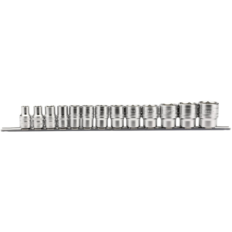 Draper 16498 Imperial Socket on a Metal Rail, 1/2" Sq. Dr. (13 Piece)
