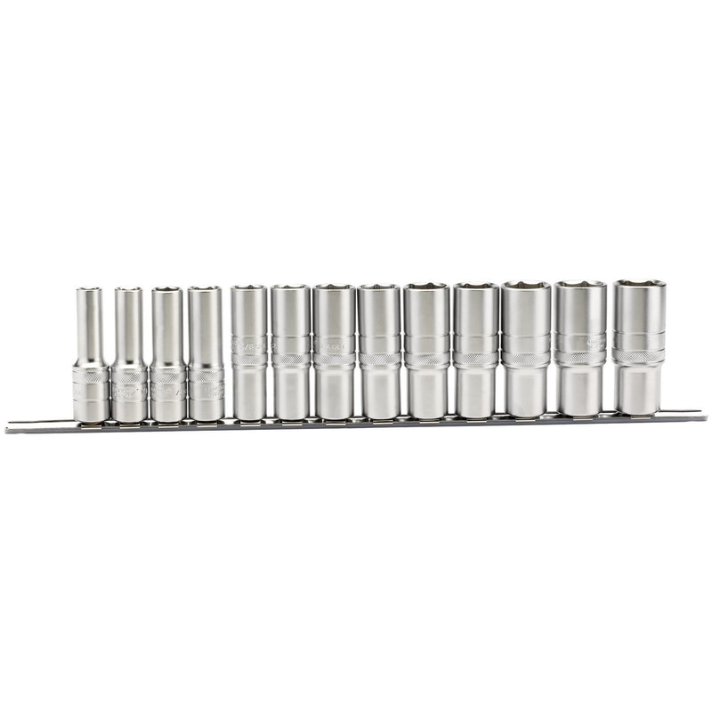 Draper 16500 Imperial Deep Socket on a Metal Rail, 1/2" Sq. Dr. (13 Piece)