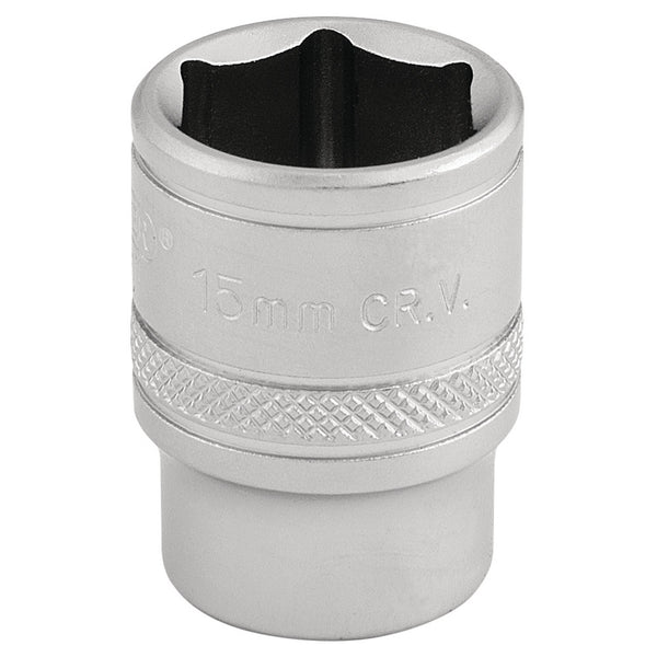 Draper 16541 6 Point Metric Socket, 3/8" Sq. Dr., 15mm