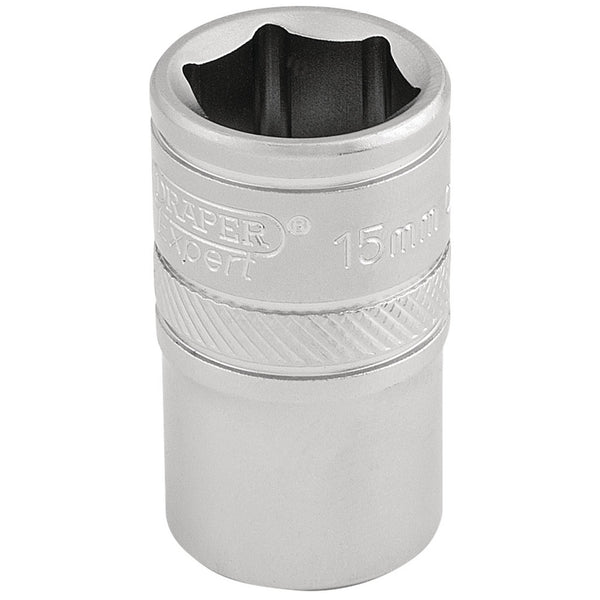 Draper 16605 6 Point Metric Socket, 1/2" Sq. Dr., 15mm