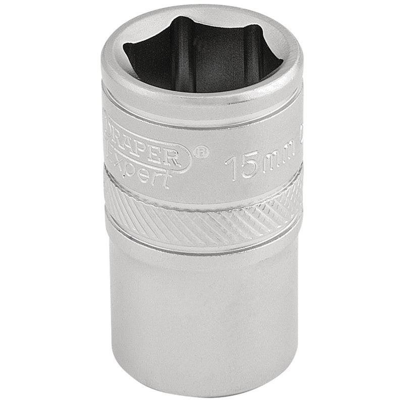 Draper 16605 6 Point Metric Socket, 1/2" Sq. Dr., 15mm