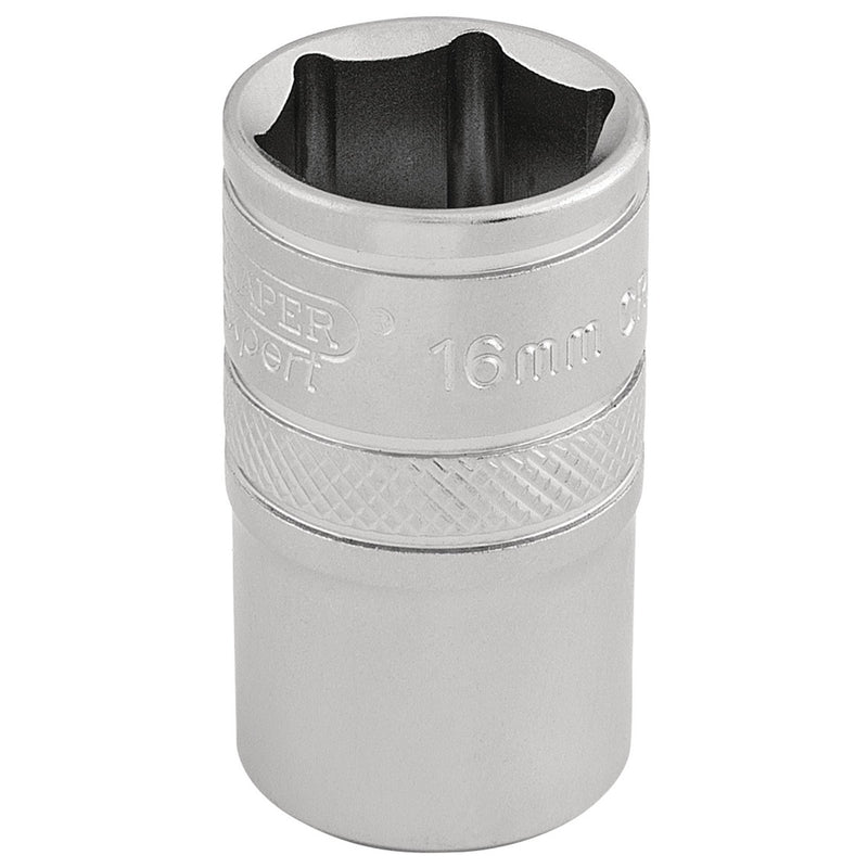 Draper 16606 6 Point Metric Socket, 1/2" Sq. Dr., 16mm