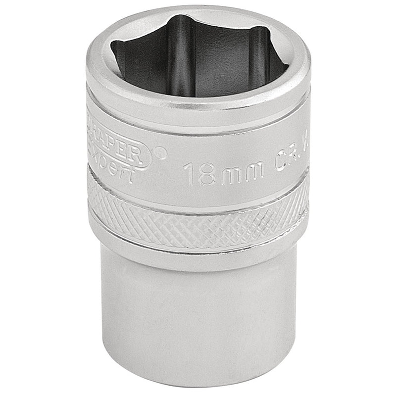 Draper 16608 6 Point Metric Socket, 1/2" Sq. Dr., 18mm