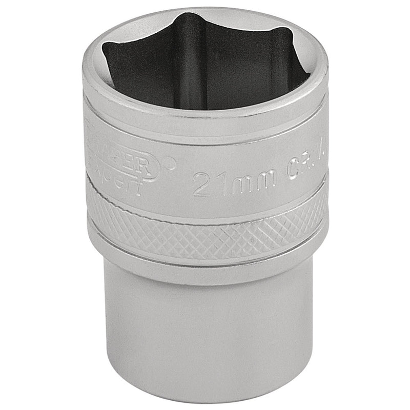 Draper 16612 6 Point Metric Socket, 1/2" Sq. Dr., 21mm