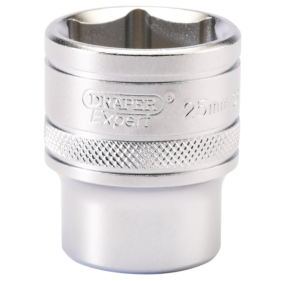 Draper 16616 6 Point Metric Socket, 1/2" Sq. Dr., 25mm
