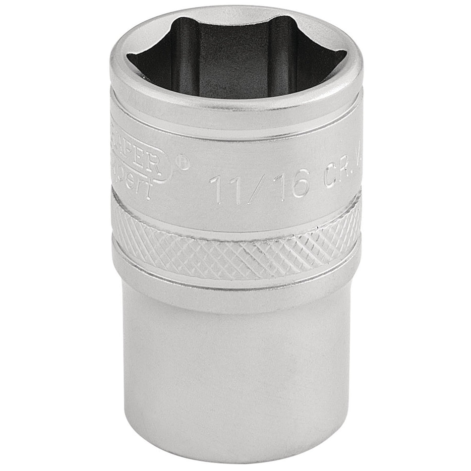 Draper 16630 6 Point Imperial Socket, 1/2" Sq. Dr., 11/16"