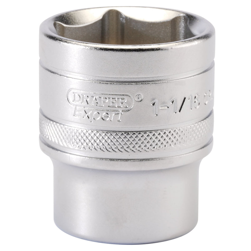 Draper 16635 6 Point Imperial Socket, 1/2" Sq. Dr., 1.1/16"