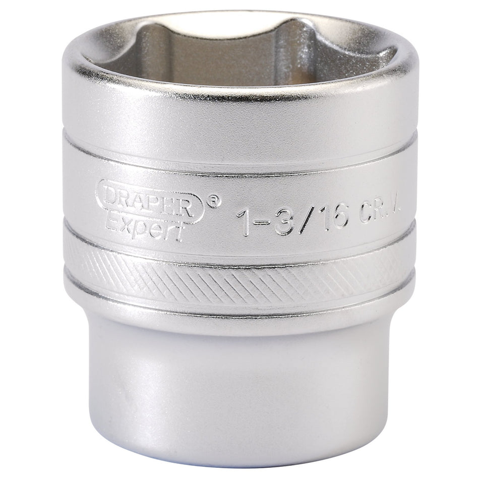 Draper 16638 6 Point Imperial Socket, 1/2" Sq. Dr., 1.3/16"