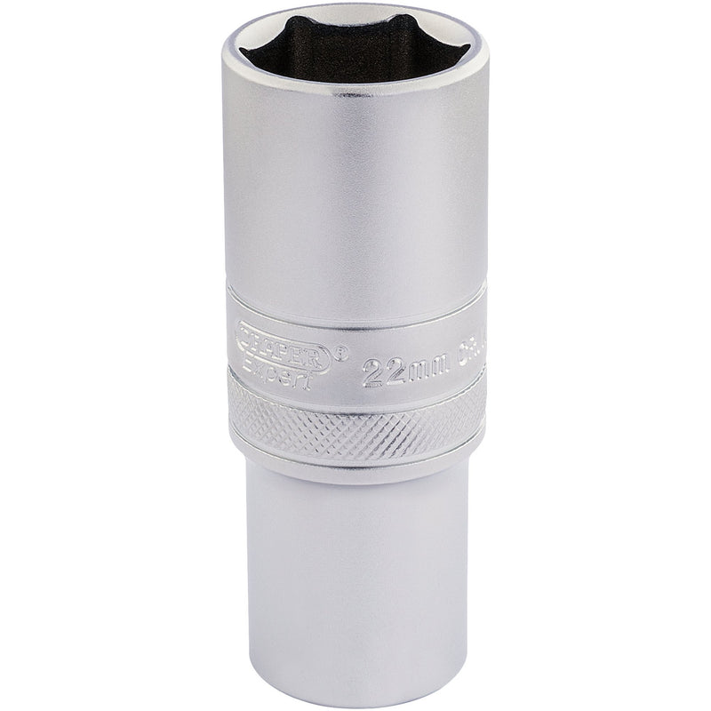 Draper 16654 6 Point Metric Deep Socket, 1/2" Sq. Dr., 22mm