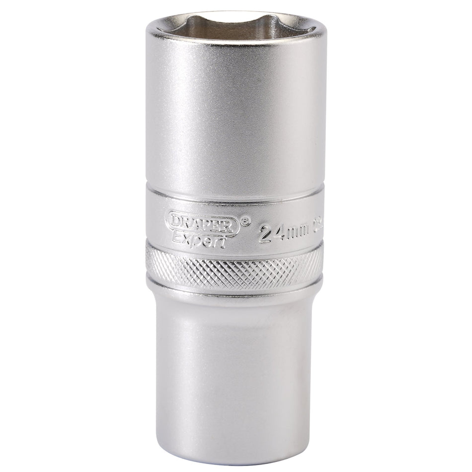 Draper 16655 6 Point Metric Deep Socket, 1/2" Sq. Dr., 24mm