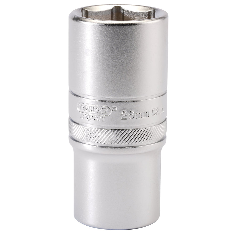 Draper 16656 6 Point Metric Deep Socket, 1/2" Sq. Dr., 26mm
