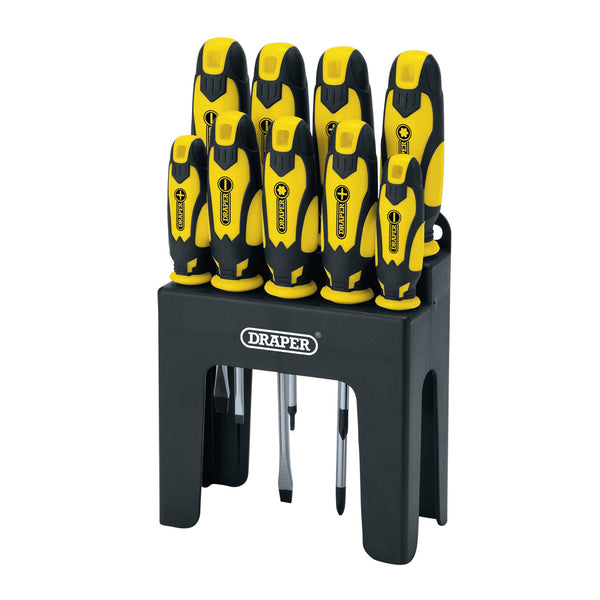 Draper 16728 Soft Grip Screwdriver Set, Yellow (9 Piece)