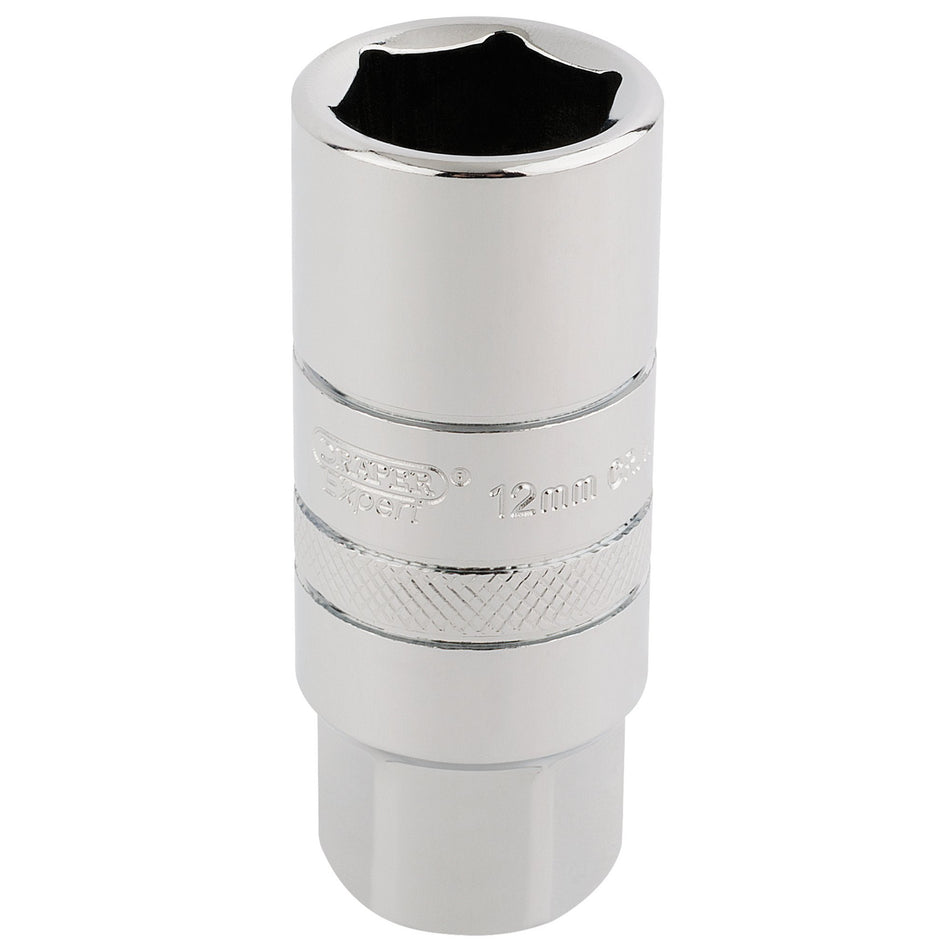 Draper 16773 12mm Thread 6 Point Spark Plug Socket, 3/8" Sq. Dr., 18mm