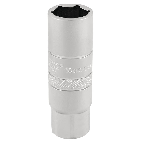 Draper 16775 10mm Thread 6 Point Satin Chrome Spark Plug Socket, 3/8" Sq. Dr., 16mm