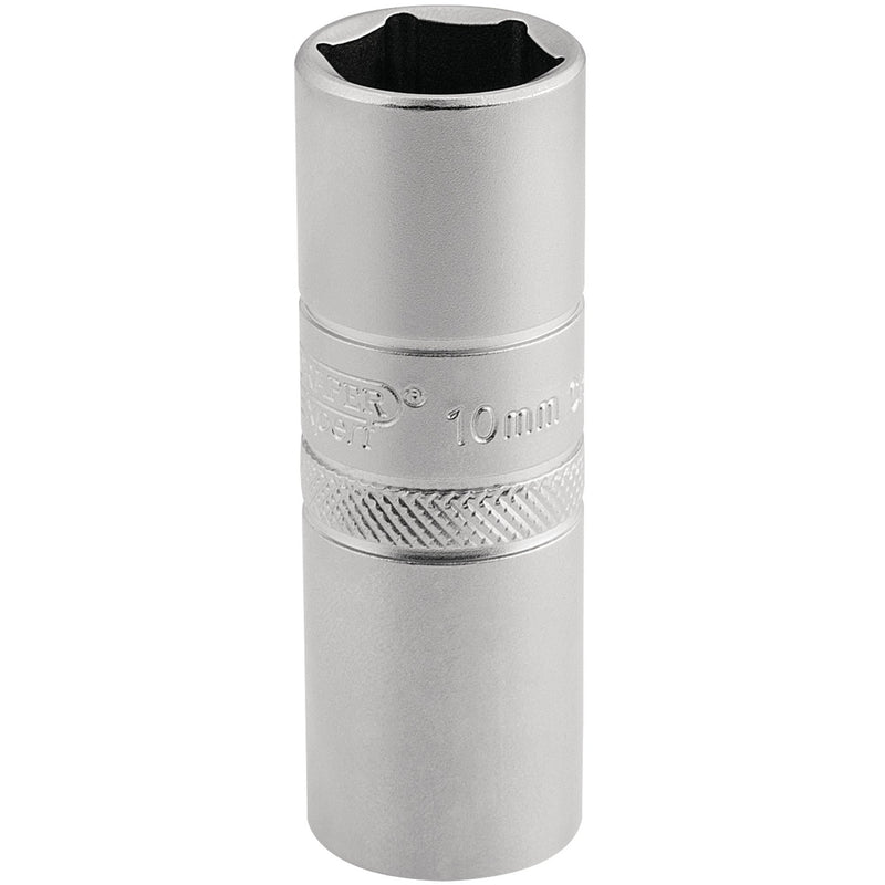 Draper 16781 10mm Thread 6 Point Satin Chrome Spark Plug Socket, 1/2" Sq. Dr., 16mm