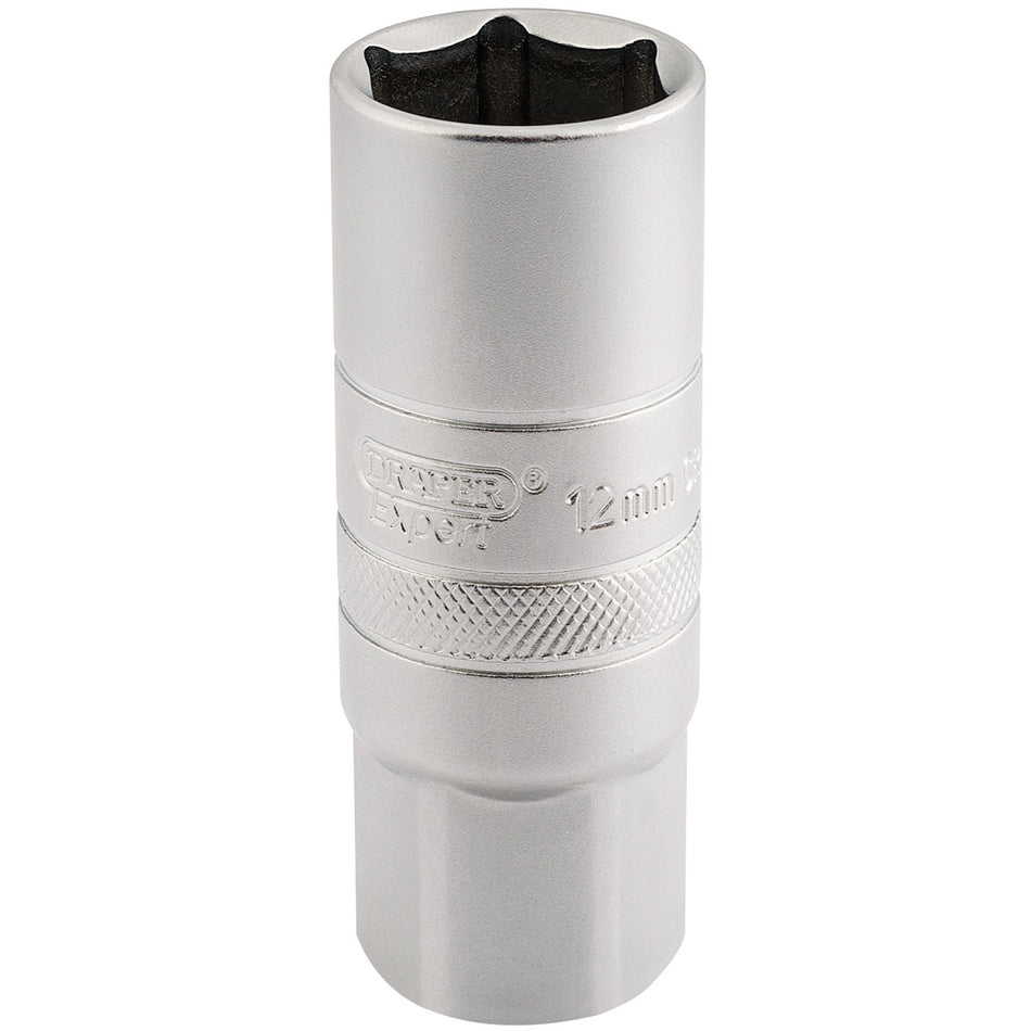 Draper 16782 12mm Thread 6 Point Satin Chrome Spark Plug Socket, 1/2" Sq. Dr., 18mm