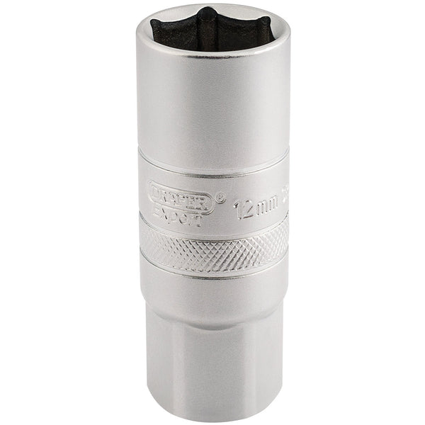 Draper 16782 12mm Thread 6 Point Satin Chrome Spark Plug Socket, 1/2" Sq. Dr., 18mm