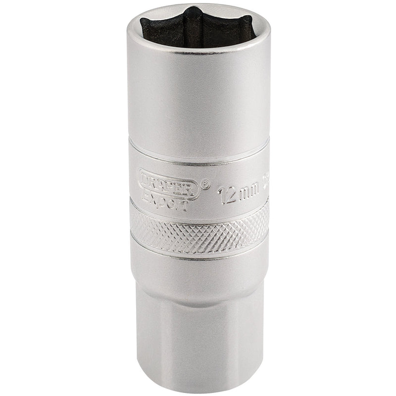 Draper 16782 12mm Thread 6 Point Satin Chrome Spark Plug Socket, 1/2" Sq. Dr., 18mm