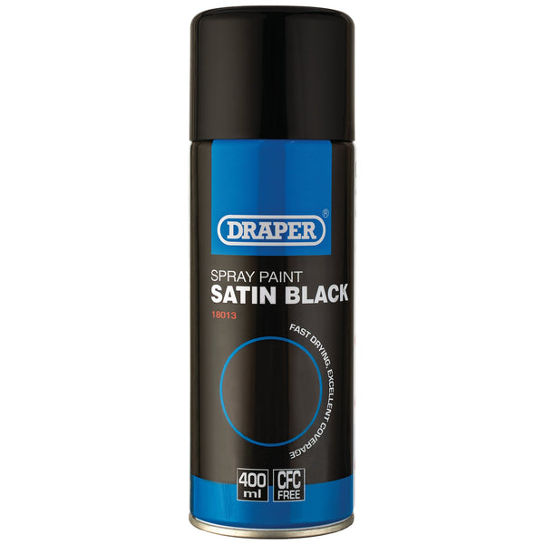 Draper 18013 Satin Spray Paint, 400ml, Black