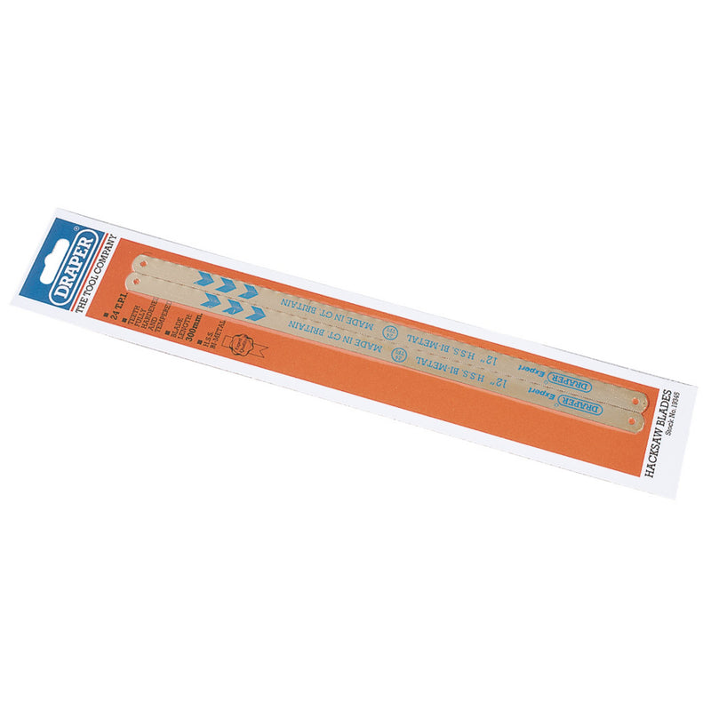 Draper 19345 Bi-Metal Hacksaw Blades, 2 x 300mm, 24tpi