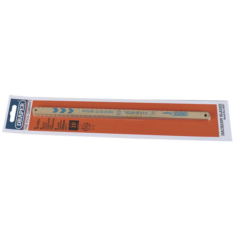 Draper 19347 Bi-metal Hacksaw Blades, 300mm, 18tpi (Pack of 10)