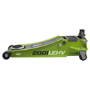 Sealey 2001LEHV 2.25tonne Low Entry Trolley Jack with Rocket Lift - Hi-Vis Green