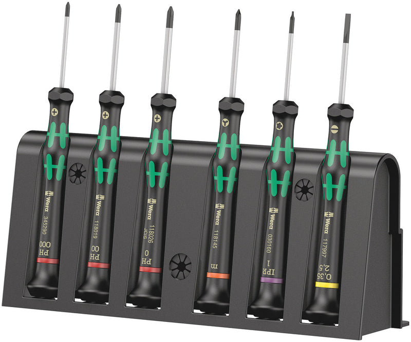 Wera 05030181001 2050/6 Screwdriver set and rack for electronic applications, 6 pieces