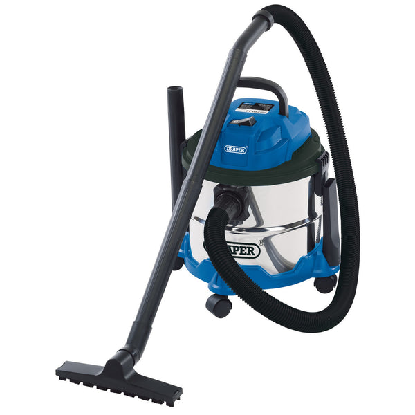 Draper 20514 Wet and Dry Vacuum Cleaner with Stainless Steel Tank, 15L, 1250W