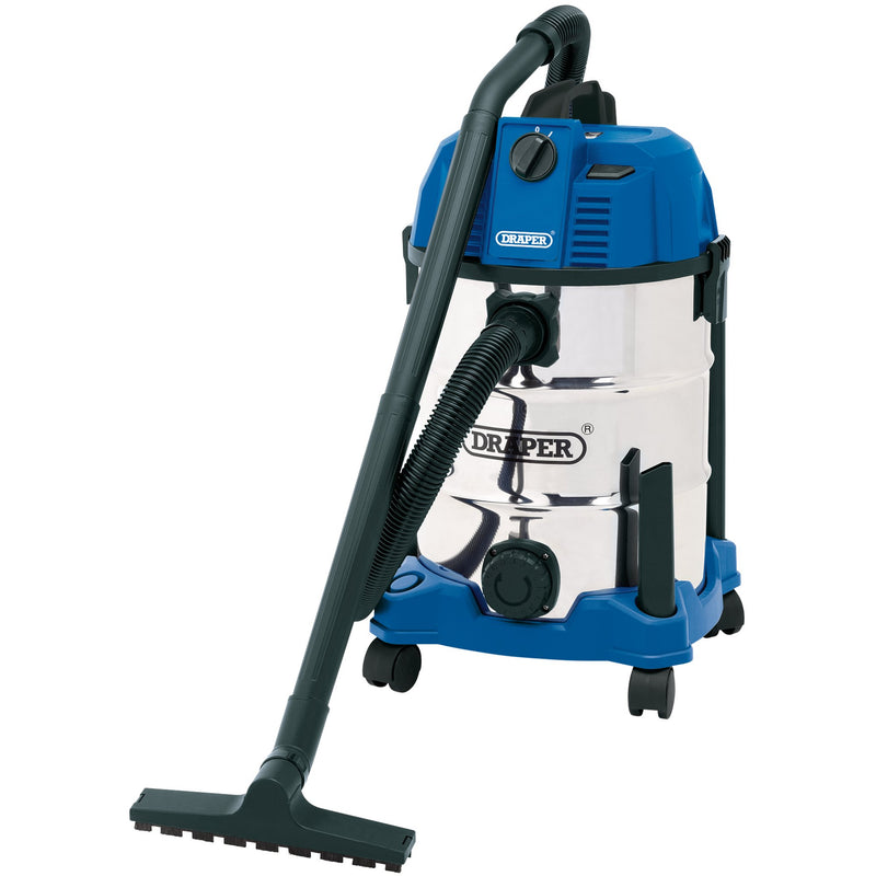 Draper 20523 Wet and Dry Vacuum Cleaner with Stainless Steel Tank, 30L, 1600W