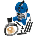Draper 20529 230V Wet and Dry Vacuum Cleaner with Stainless Steel Tank and Integrated Power Out-Take Socket, 30L, 1300W