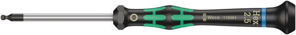 Wera 05118094001 2052 Ball end hexagon screwdriver for electronic applications, 2.5 x 60 mm
