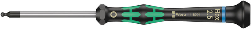 Wera 05118094001 2052 Ball end hexagon screwdriver for electronic applications, 2.5 x 60 mm