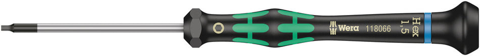 Wera 05118066001 2054 Screwdriver for hexagon socket screws for electronic applications, 1.5 x 60 mm