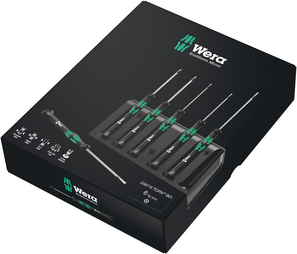 Wera 05118154001 2067/6 TORXÃ‚Â® BO Screwdriver set and rack for electronic applications, 6 pieces