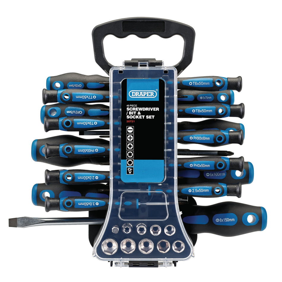 Draper 20721 Screwdriver, Socket and Bit Set (49 Piece)