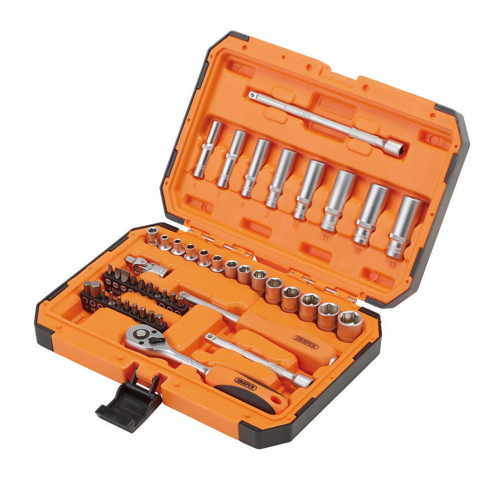 Draper 22109 HI-TORQ® 6 Point Socket Set, 1/4" (47 Piece)