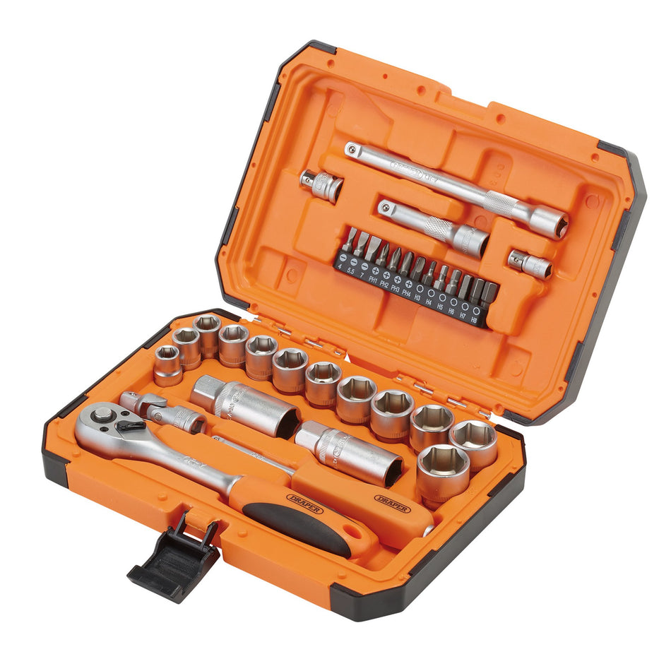Draper 22110 HI-TORQ® 6 Point Socket Set, 1/4" and 3/8" (34 Piece)