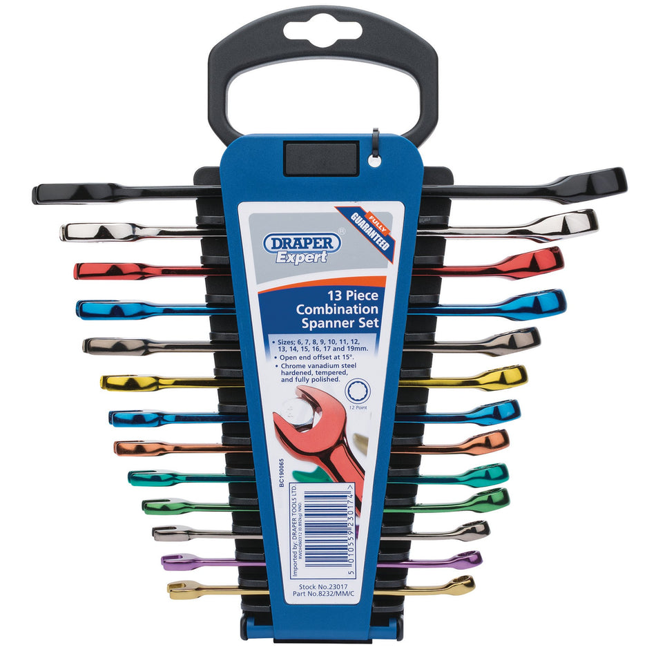 Draper 23017 Draper Expert HI-TORQ® Metric Coloured Combination Spanner Set (13 Piece)