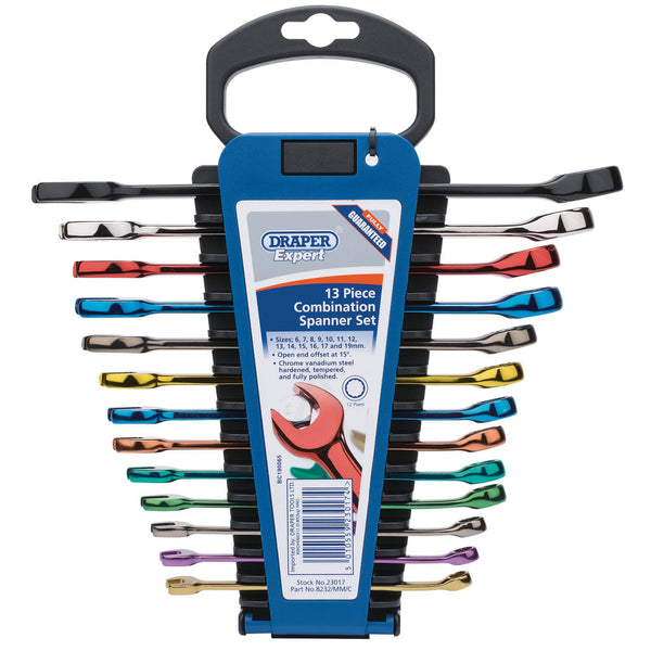 Draper 23017 Draper Expert HI-TORQ&#174; Metric Coloured Combination Spanner Set (13 Piece)