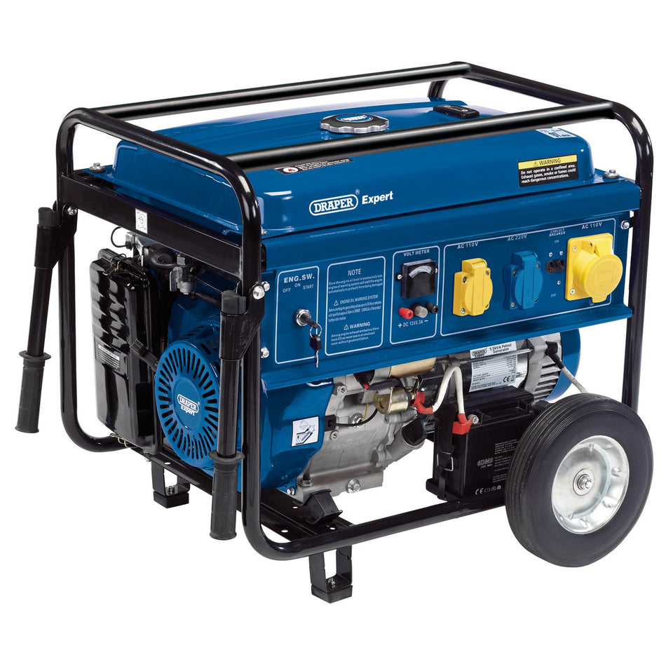 Draper 23987 Petrol Generator with Wheels, 5000W