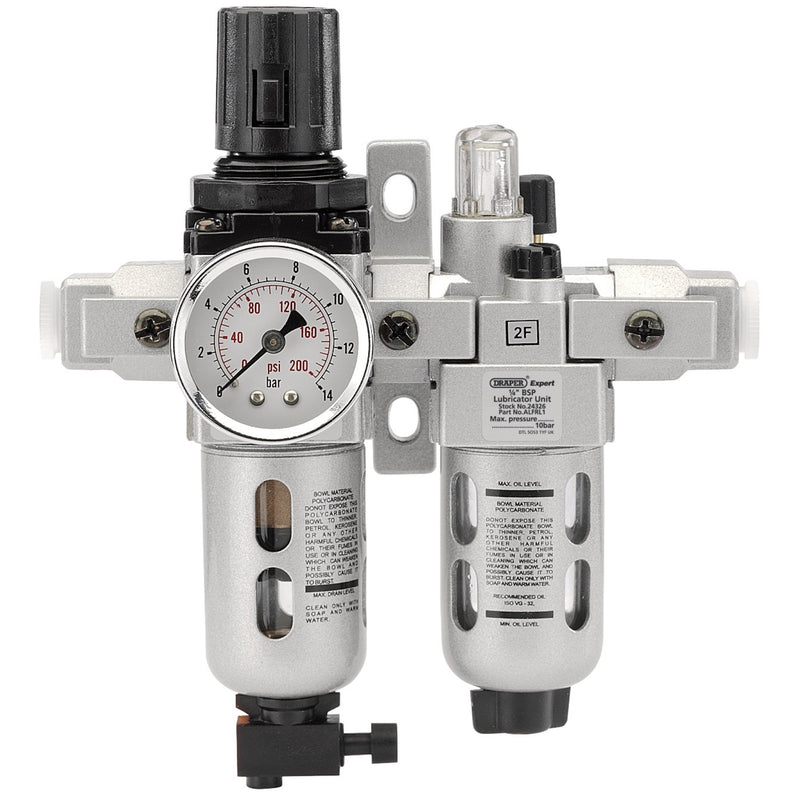 Draper 24326 1/4" BSP Combined Filter/Regulator/Lubricator Unit (FRL)