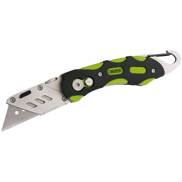 Draper 24424 Folding Trimming Knife with Belt Clip, Green/Orange*