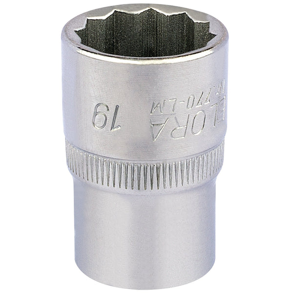 Draper 24640 Elora Bi-Hexagon Socket, 1/2" Sq. Dr., 19mm