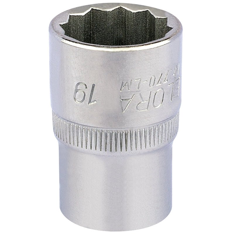 Draper 24640 Elora Bi-Hexagon Socket, 1/2" Sq. Dr., 19mm