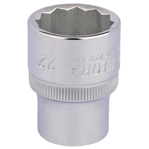 Draper 24674 Elora Bi-Hexagon Socket, 1/2" Sq. Dr., 22mm