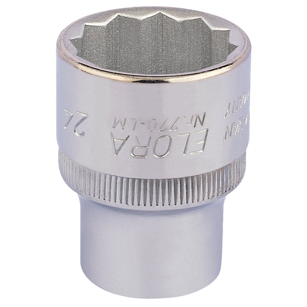 Draper 24690 Elora Bi-Hexagon Socket, 1/2" Sq. Dr., 24mm