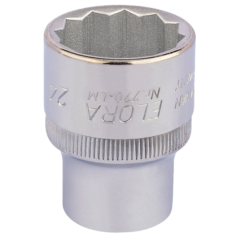 Draper 24690 Elora Bi-Hexagon Socket, 1/2" Sq. Dr., 24mm
